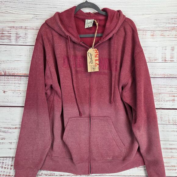Outer Banks NC Maroon Sweater Jacket M Zip Up Hooded Pockets Fade Cozy Warm NWT - Picture 1 of 14